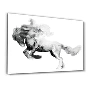 Running Horse Silhouette | Glass Wall Art - Artdesigna