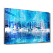 The Fuzzy Cityscape Of New York | Glass Wall Art - Artdesigna