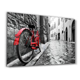 The Red Bike | Glass Wall Art