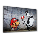 Banksy - Mario with a Policeman | Glass Wall Art