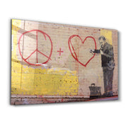 Banksy - Love and Peace | Glass Wall Art - Artdesigna