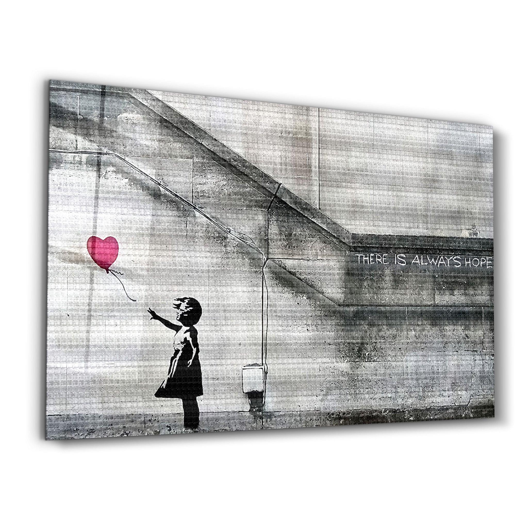 Banksy - Hope - Girl with a Baloon | Glass Wall Art - Artdesigna