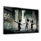 Banksy Dancing TV | Glass Wall Art