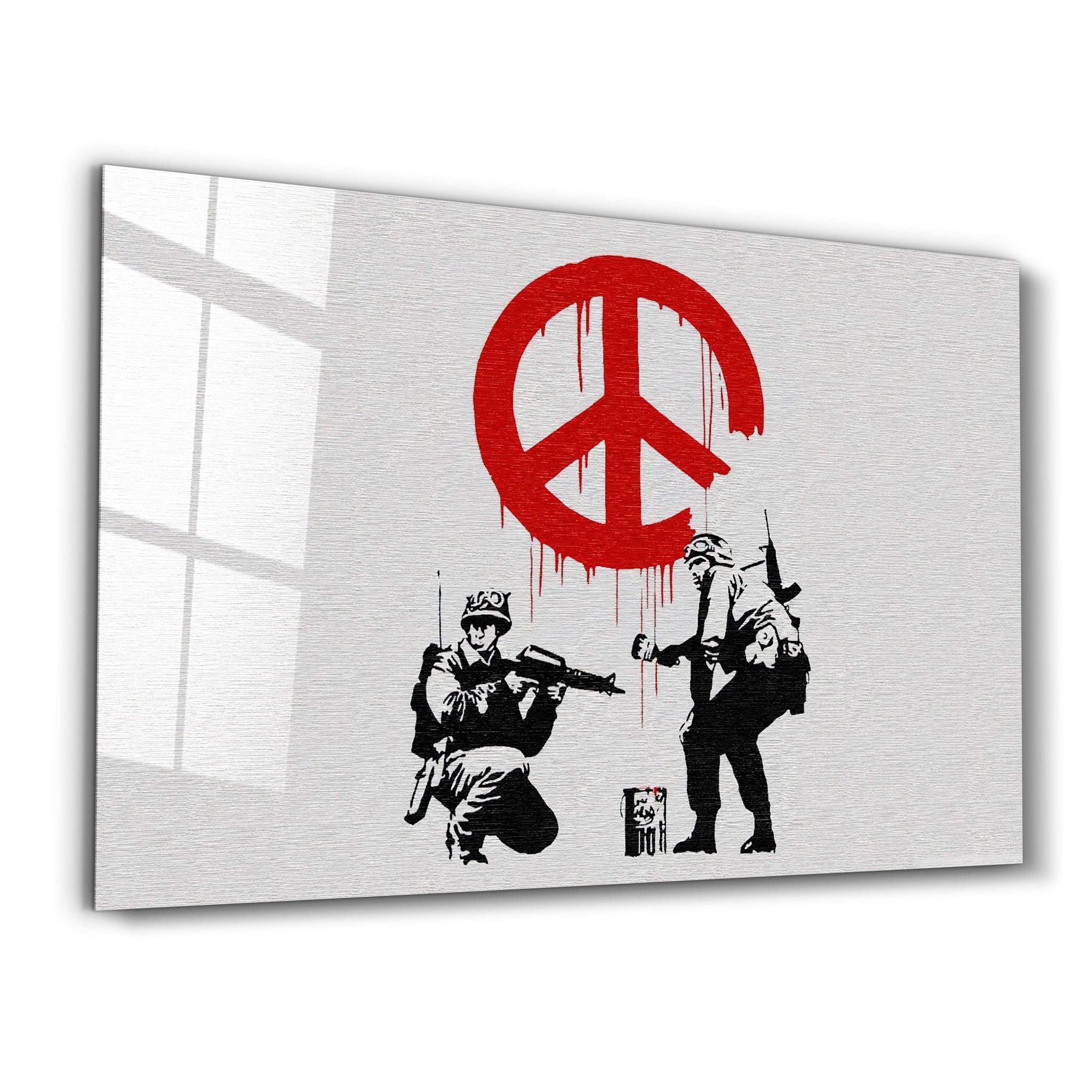 Banksy - Anti-War | Glass Wall Art - Artdesigna