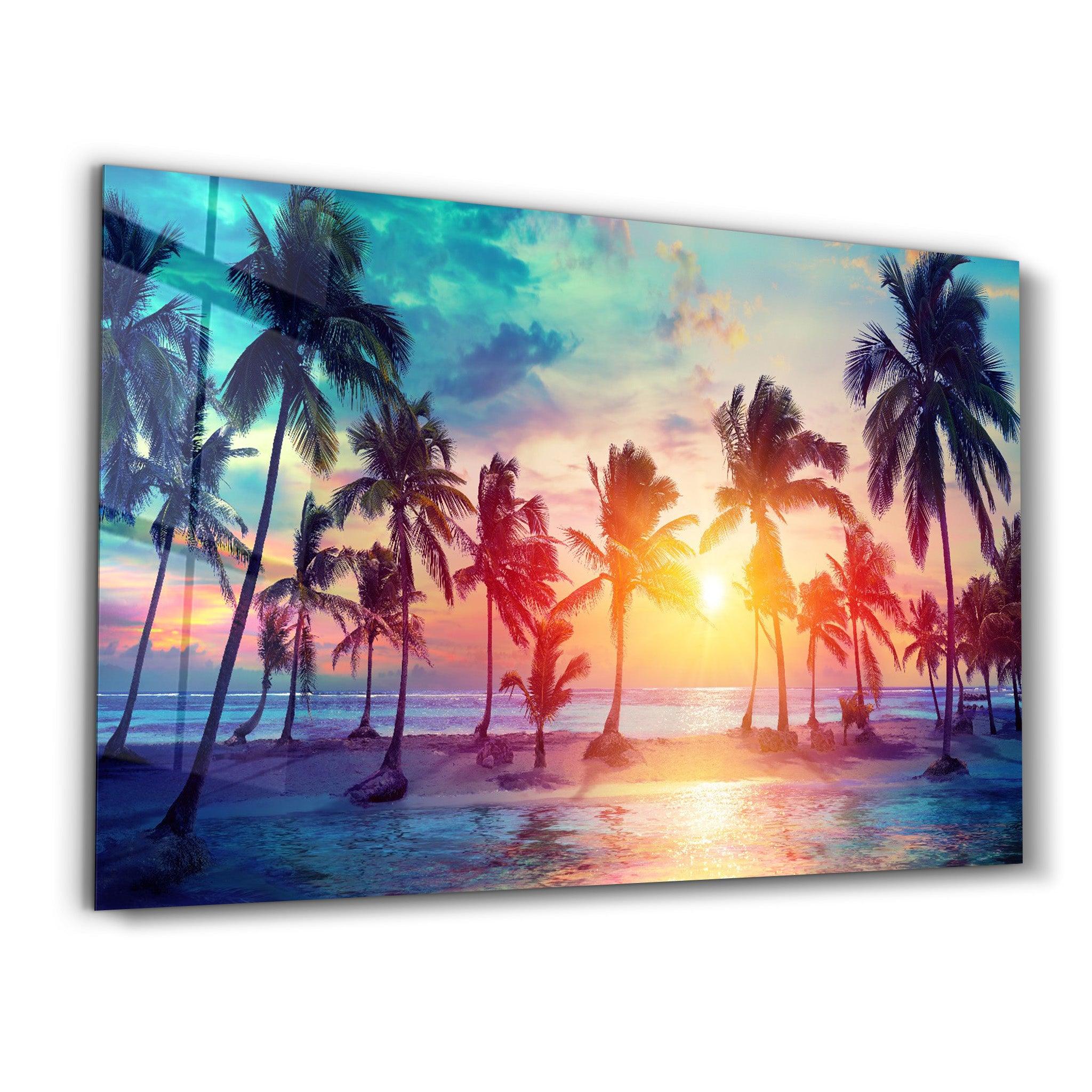 Eternal Paradise Sunset Dreams | Glass Wall Art - Artdesigna