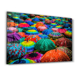 Colorful Umbrellas | Glass Wall Art