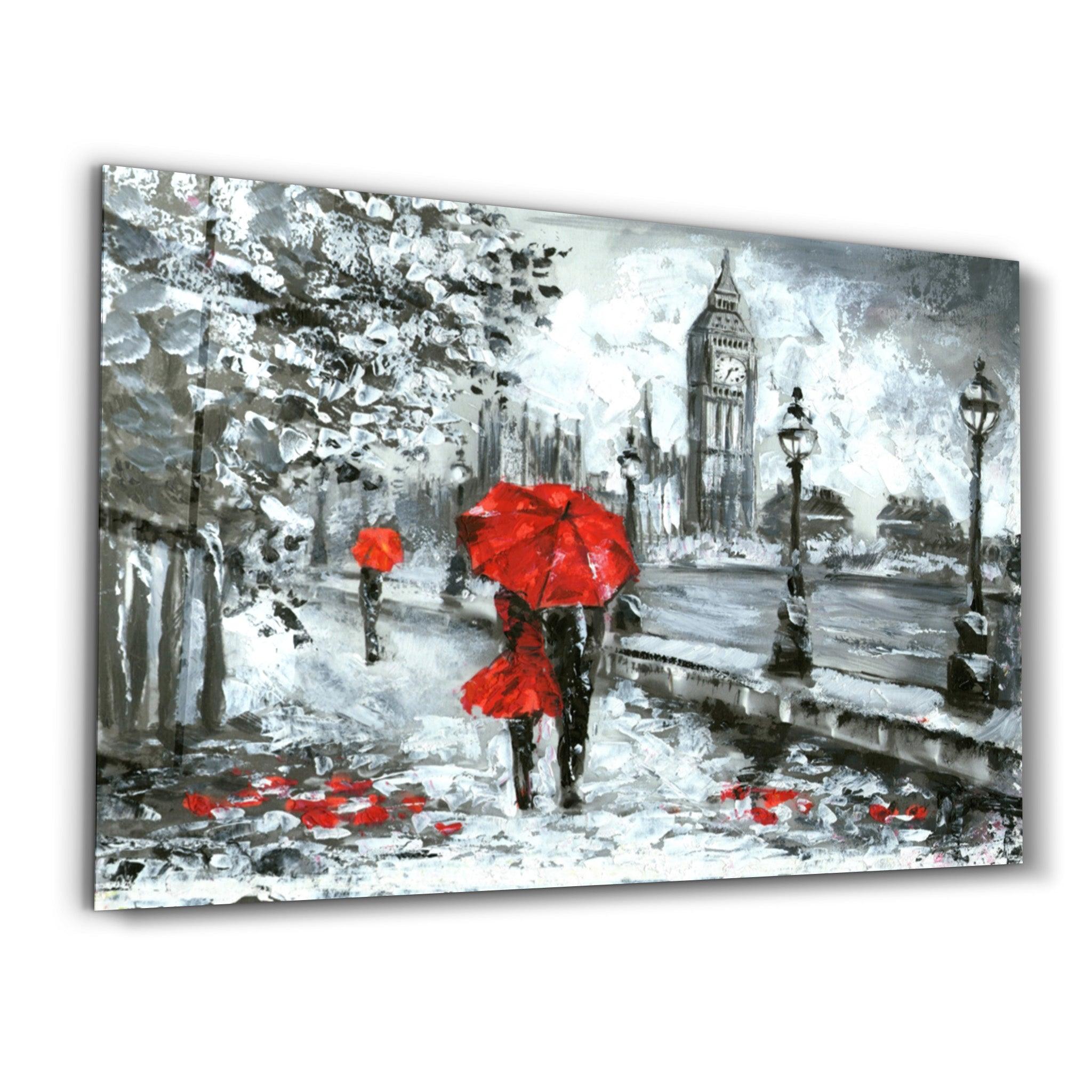 Rainy Day in London | Glass Wall Art - Artdesigna