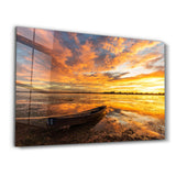 Golden Sunset over the Lake | Glass Wall Art
