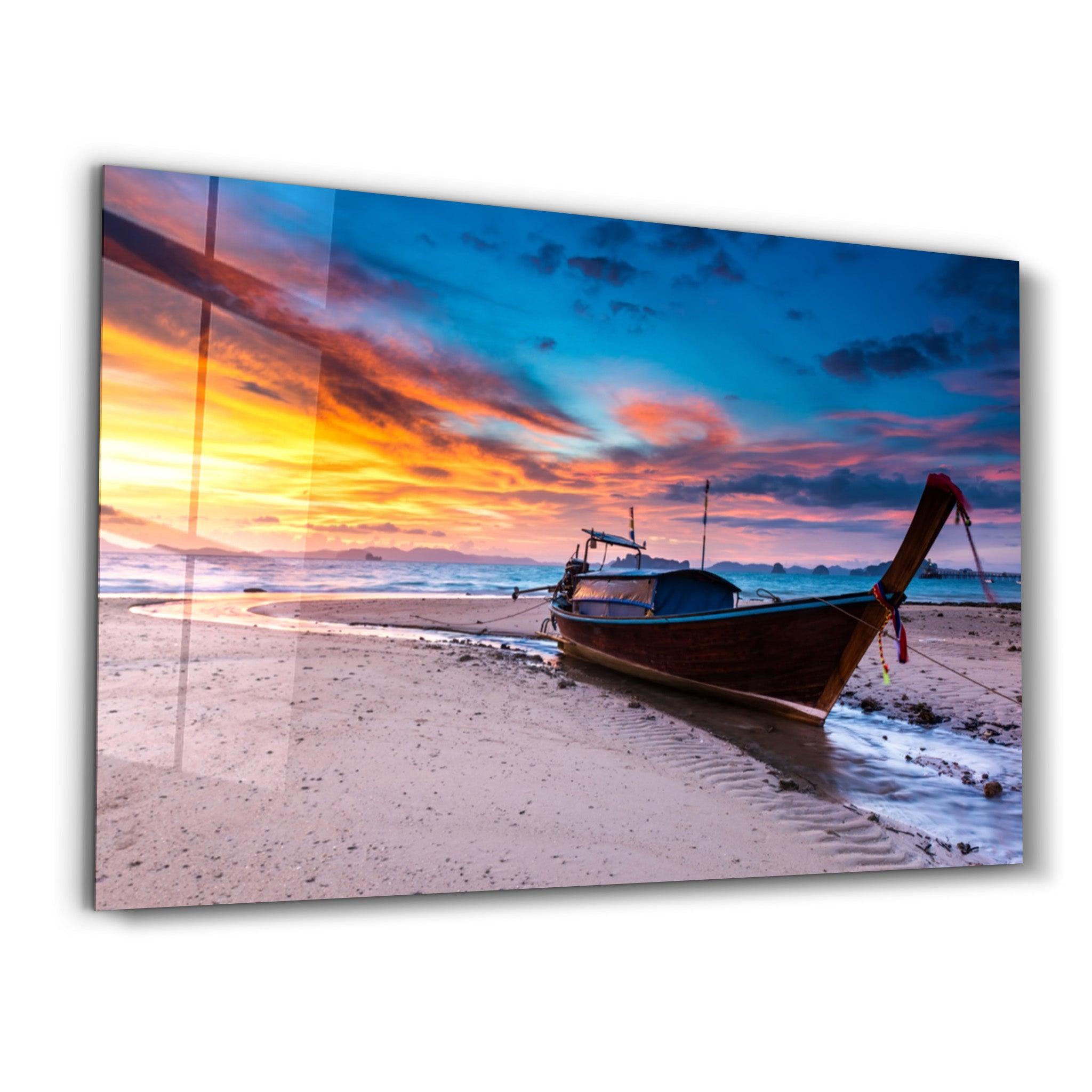 Red Sky | Glass Wall Art - Artdesigna