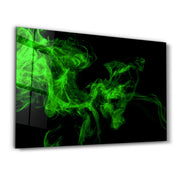 Green Smoke | Glass Wall Art - Artdesigna