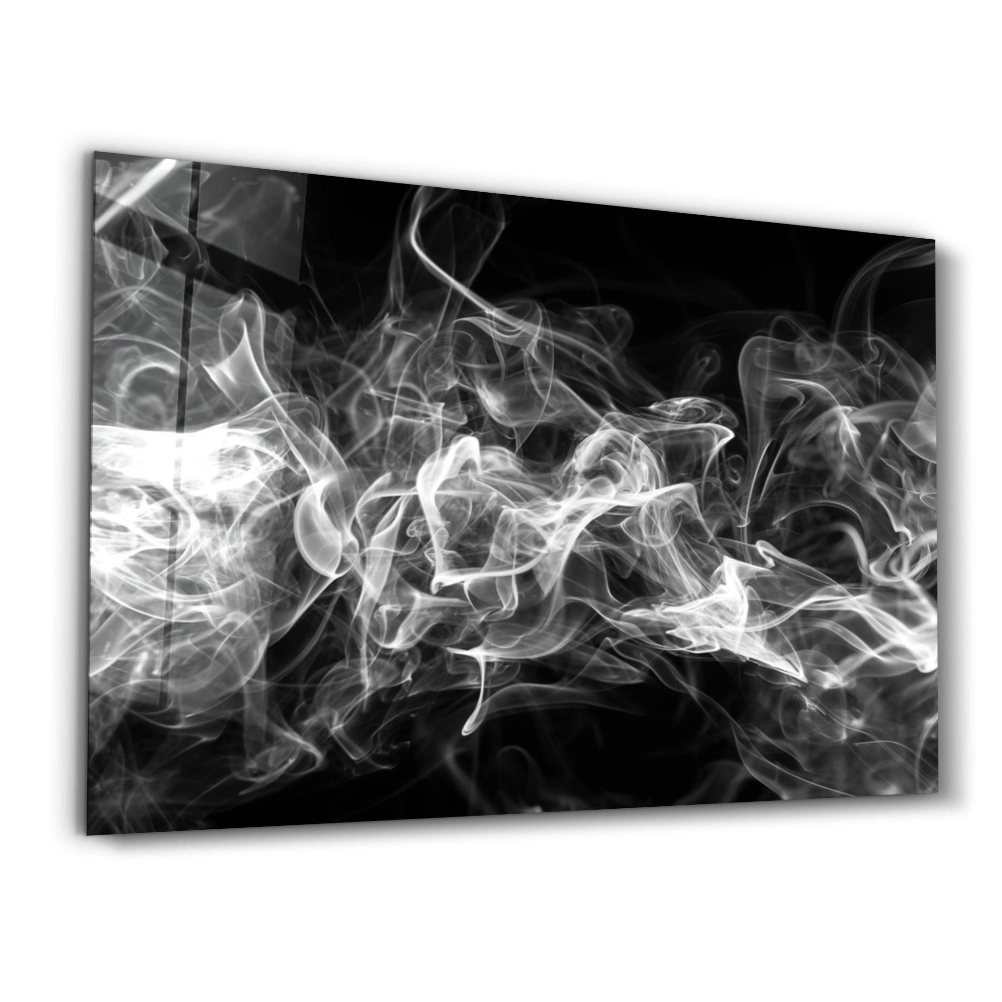 White Smoke | Glass Wall Art - Artdesigna