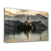 Assumption of Maria on Bled Island | Glass Wall Art - Artdesigna