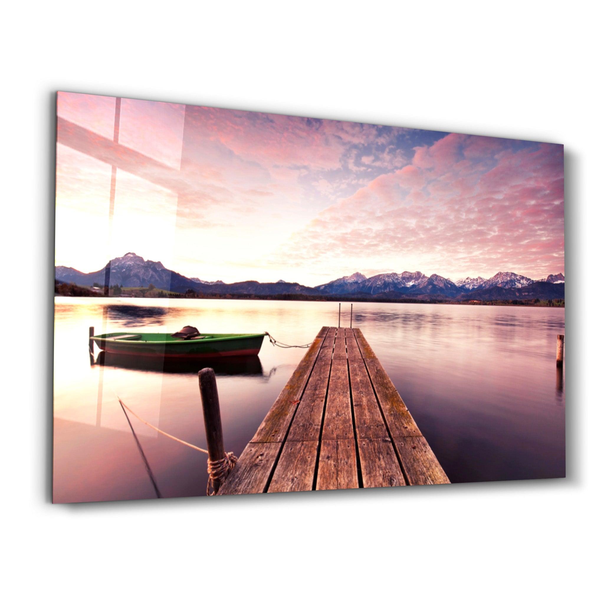 Sunset on the Beach | Glass Wall Art - Artdesigna