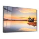 Ship on the Beach | Glass Wall Art