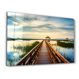 Long Pier on the Lake | Glass Wall Art
