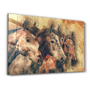 Horses | Glass Wall Art - Artdesigna