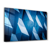 Geometric Shapes Blue | Glass Wall Art - Artdesigna