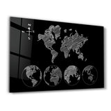 World Map Black-White | Glass Wall Art