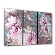 Divided Flowers | Glass Wall Art - Artdesigna