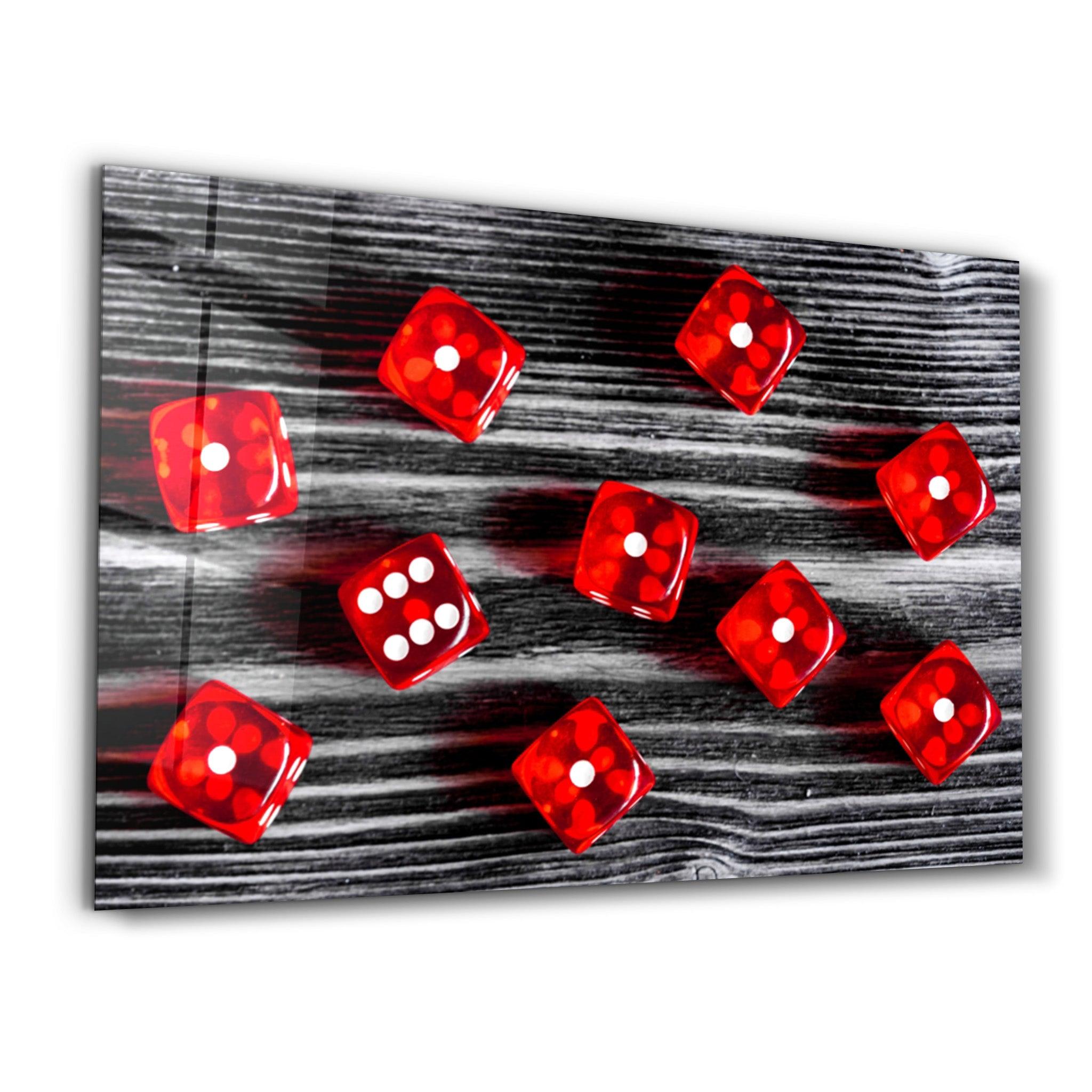 Red Dice | Glass Wall Art - Artdesigna