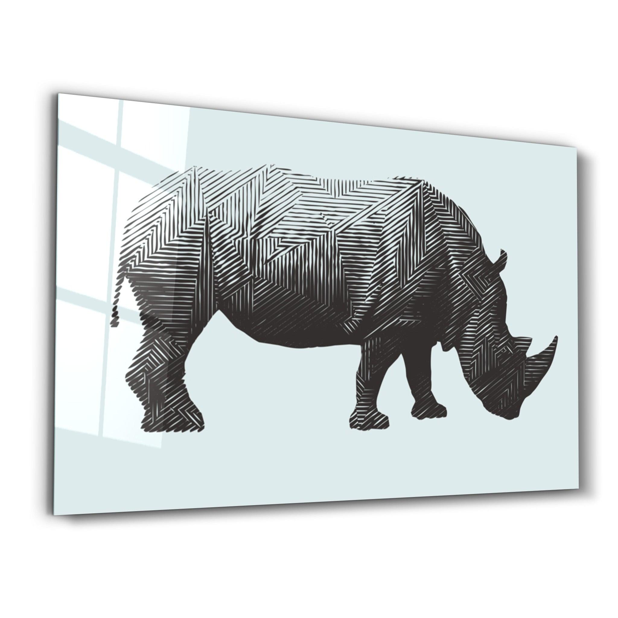 Rhino | Glass Wall Art - Artdesigna