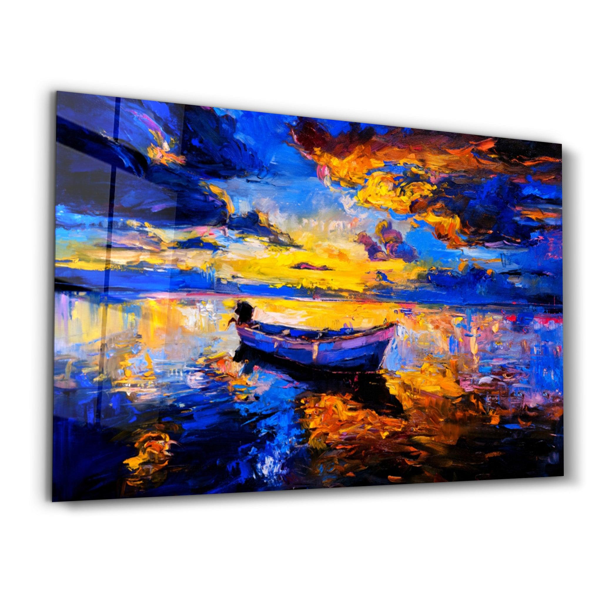 The Boat Painting 2 | Glass Wall Art - Artdesigna