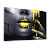 Yellow Lips V2 | Glass Wall Art