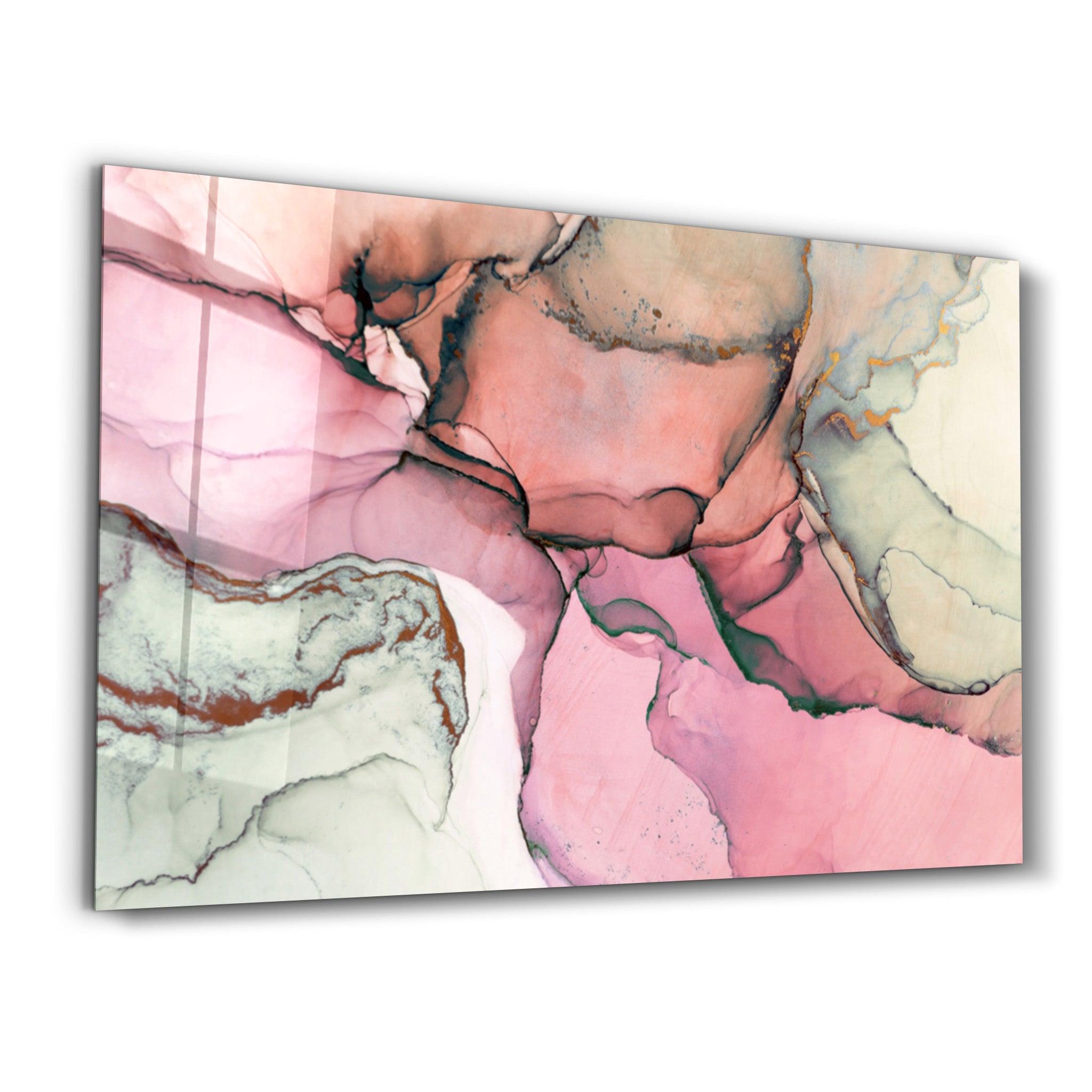 Waves of Tranquility Pink | Glass Wall Art - Artdesigna