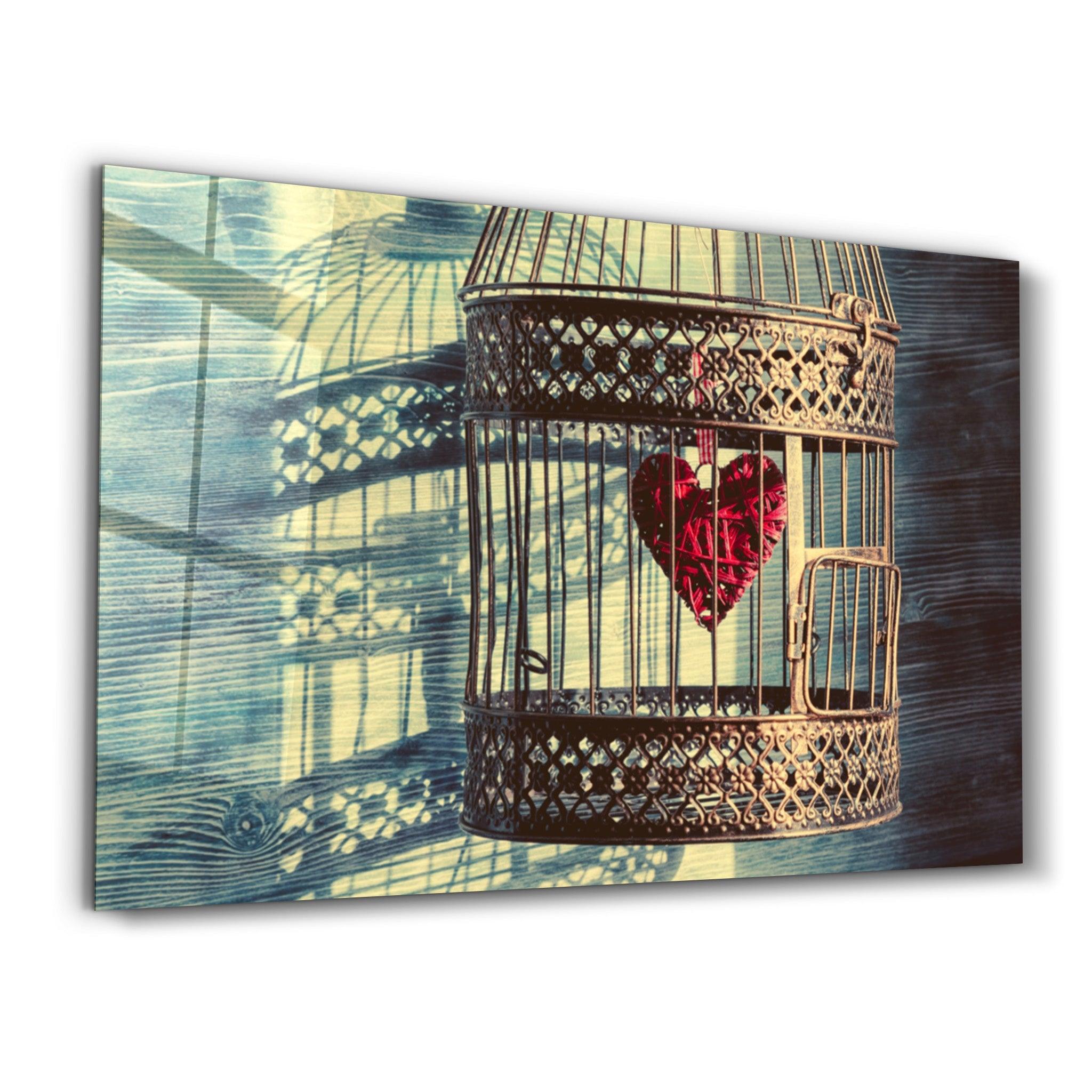 The Heart in the Cage | Glass Wall Art - Artdesigna