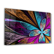 Neon Colored Leaves | Glass Wall Art - Artdesigna