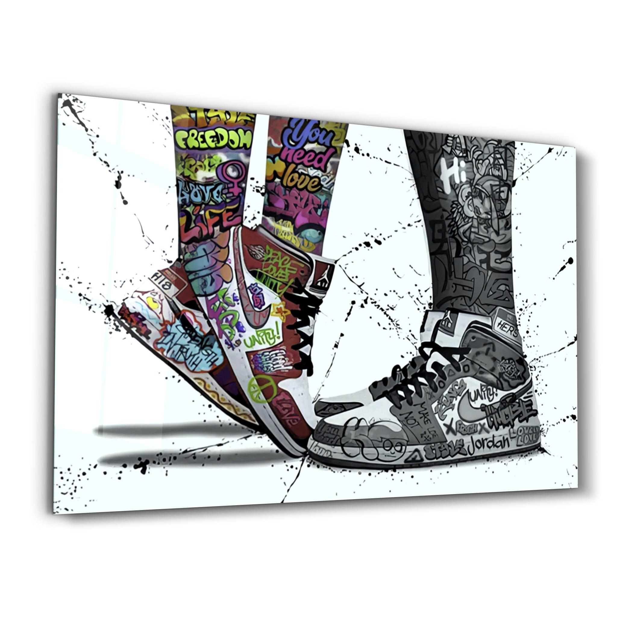 Street Art Footwear V2 | Glass Wall Art - Artdesigna