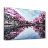 Pink Trees Reflection | Glass Wall Art