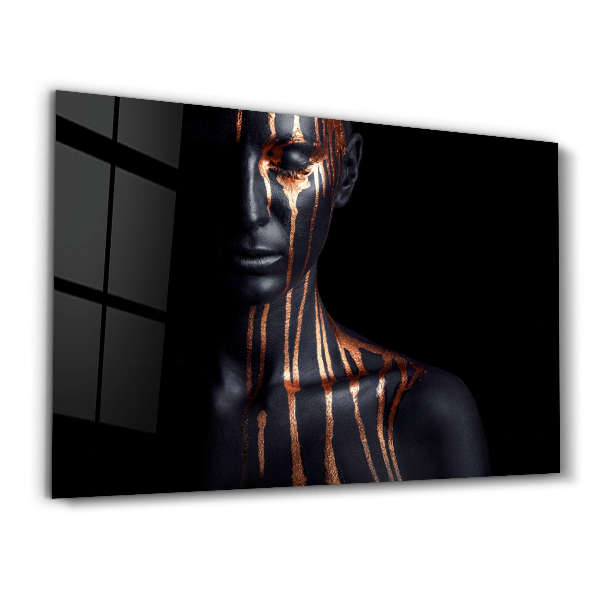 Bronze Woman | Glass Wall Art - Artdesigna