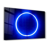 Blue Circle Light | Glass Wall Art