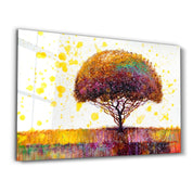 Abstract Colorful Tree | Glass Wall Art - Artdesigna