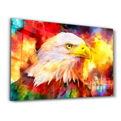 Abstract Colorful Eagle | Glass Wall Art - Artdesigna