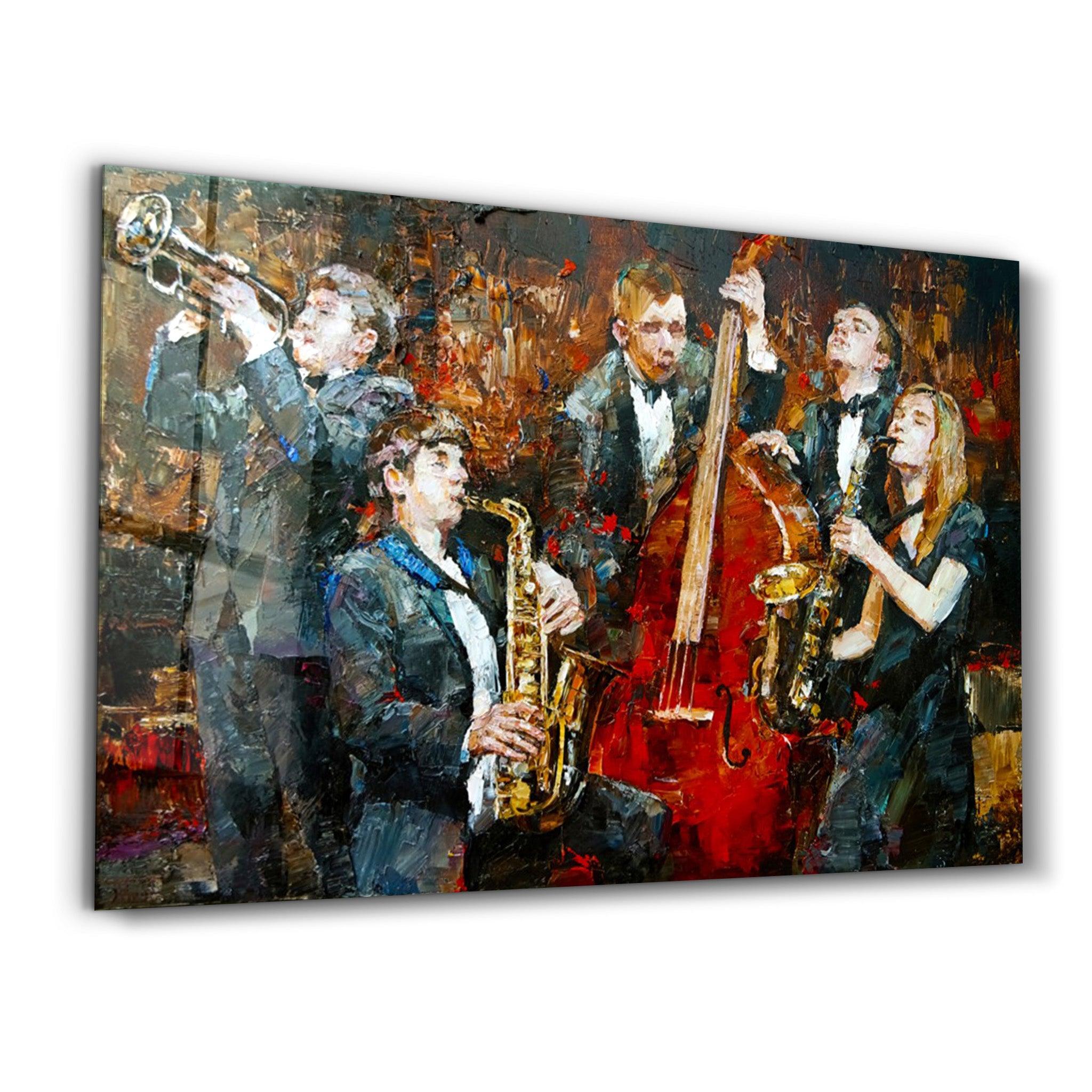 Oil Painting Jazz | Glass Wall Art - Artdesigna