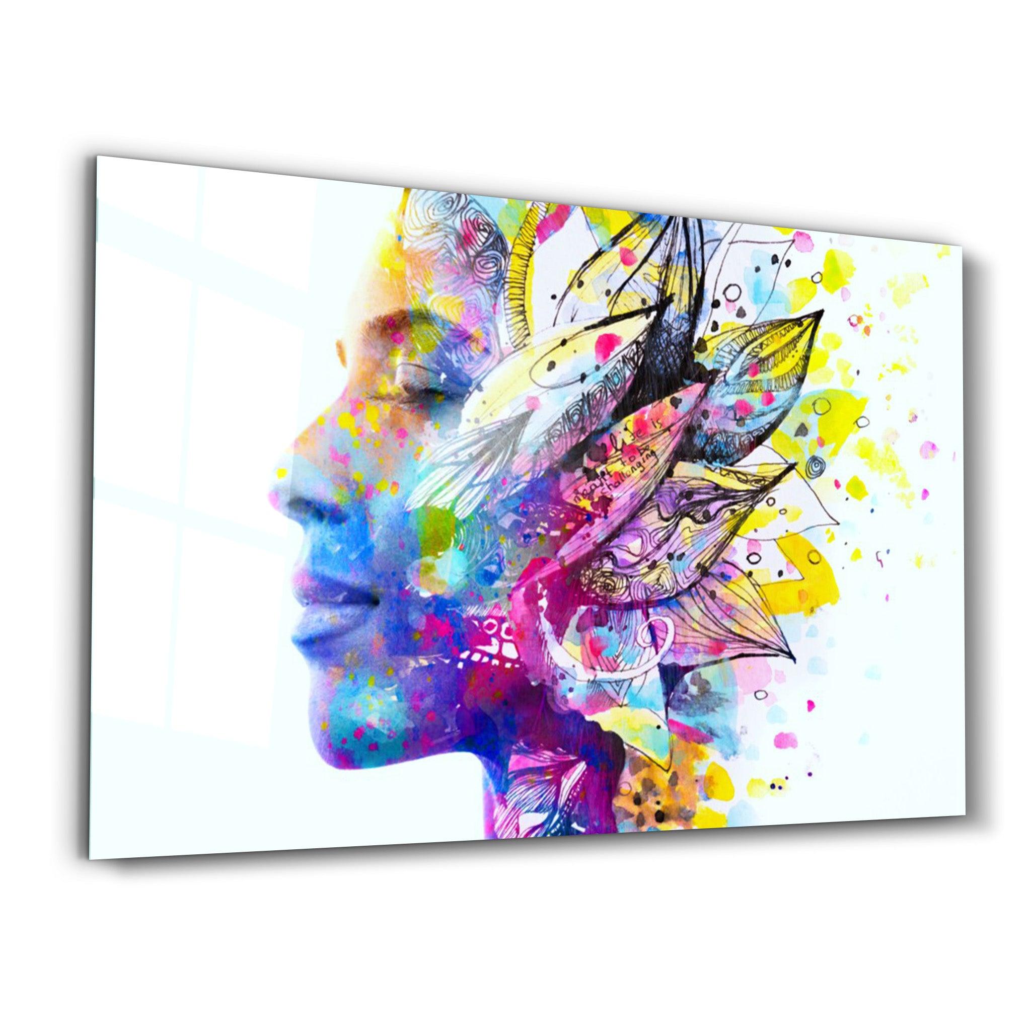 Abstract Face | Glass Wall Art - Artdesigna