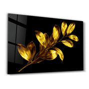 Golden Leaf | Glass Wall Art - Artdesigna