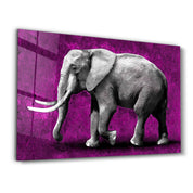 Elephant Purple | Glass Wall Art - Artdesigna