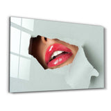 Red Lips | Glass Wall Art