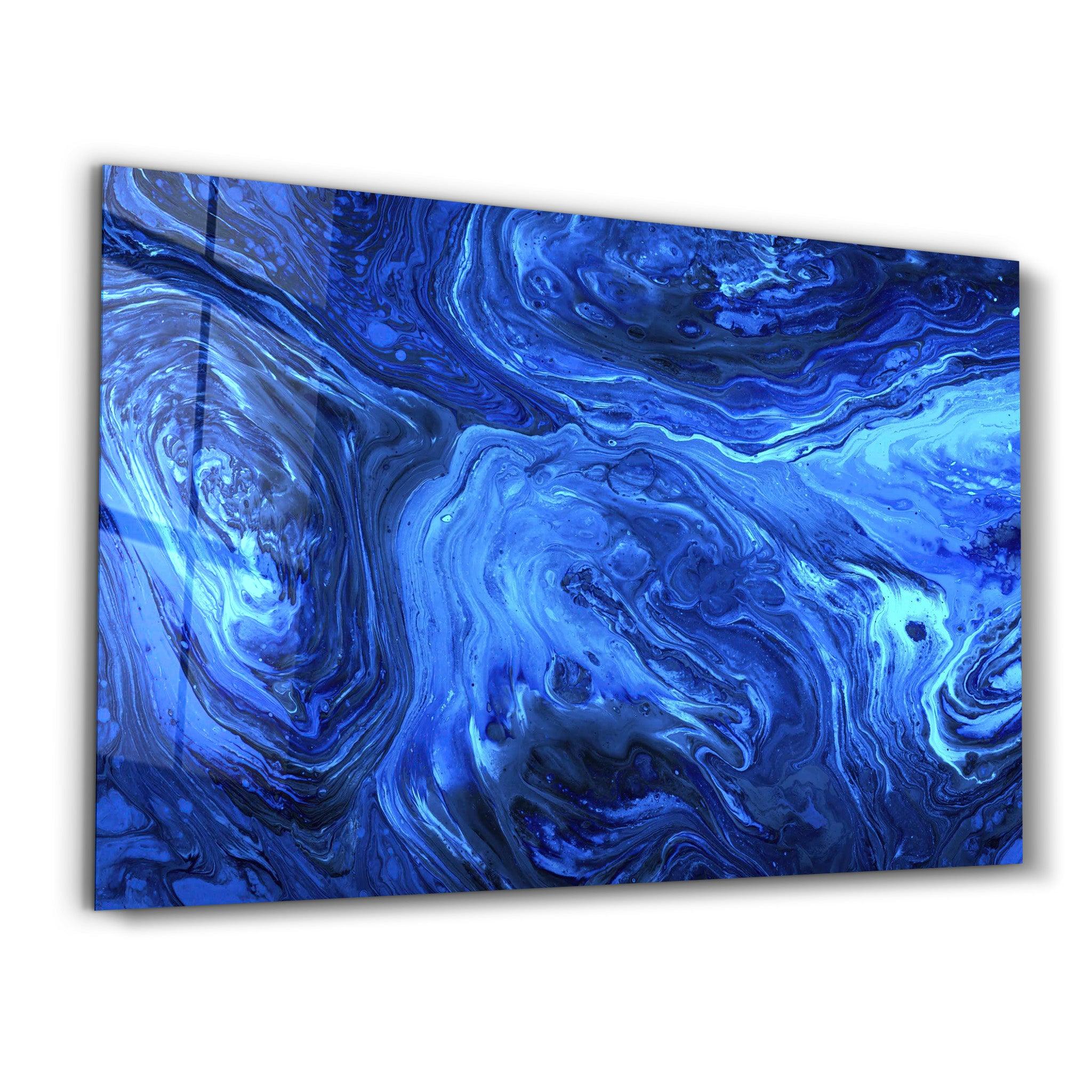 Lava Pattern - Blue | Designer's Collection Glass Wall Art - Artdesigna