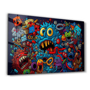 Graffiti Monsters | Glass Wall Art - Artdesigna