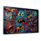Graffiti Monsters | Glass Wall Art