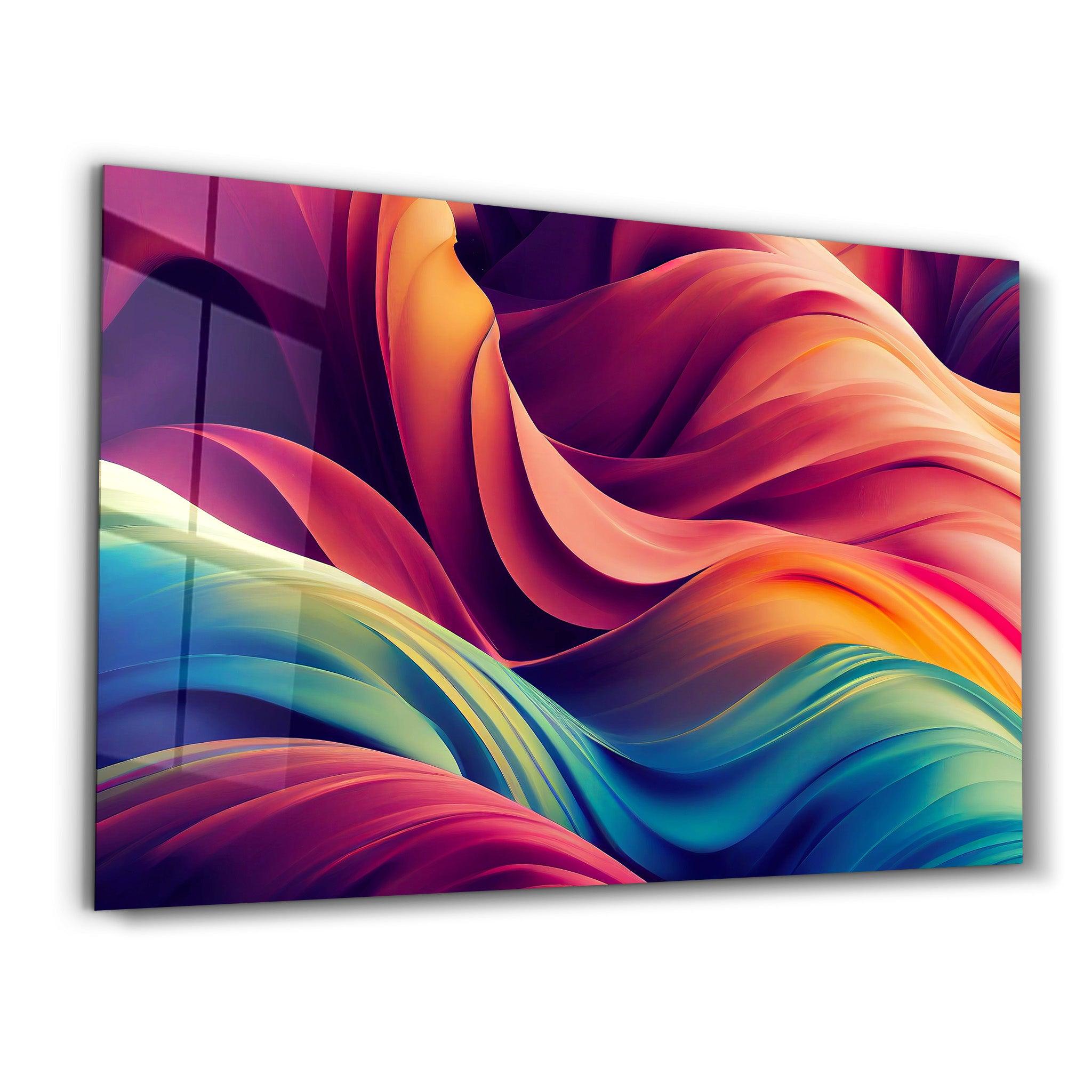 Silky Waves | Glass Wall Art - Artdesigna