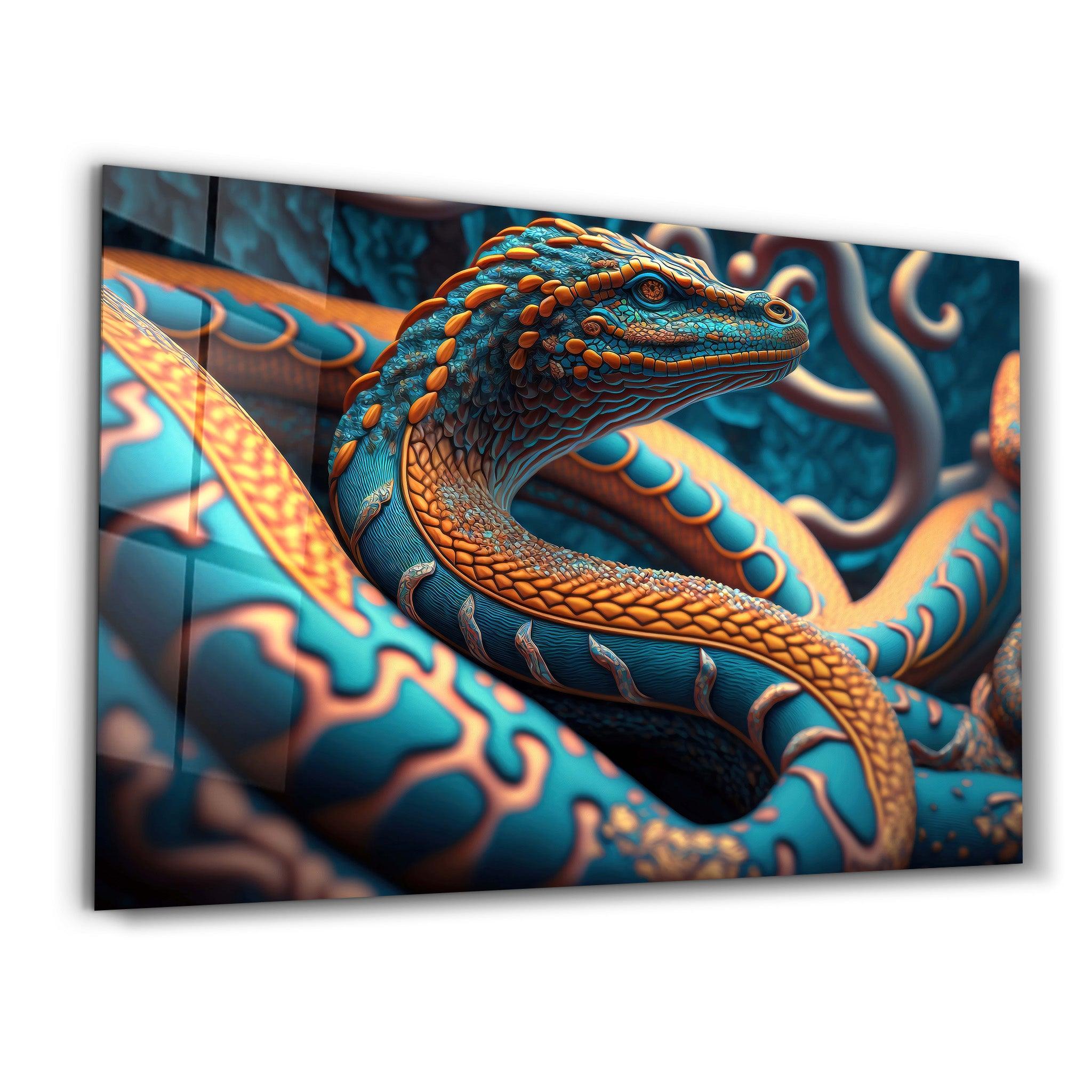 Snake Dragon | Secret World Collection Glass Wall Art - Artdesigna