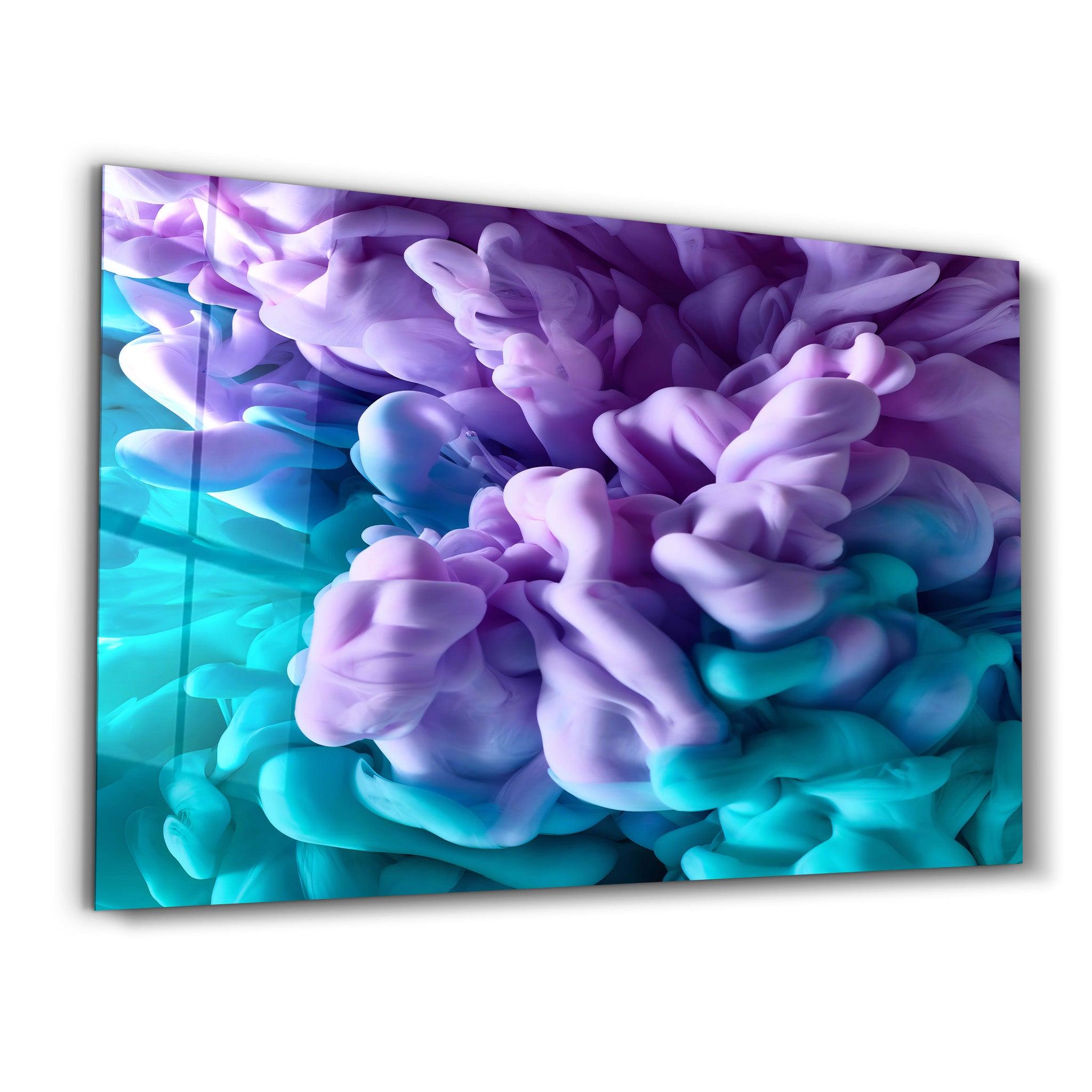 Purple and Blue Smokes | Glass Wall Art - Artdesigna