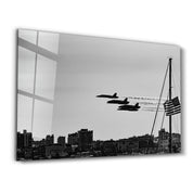 Fighters Retro - American | Glass Wall Art - Artdesigna