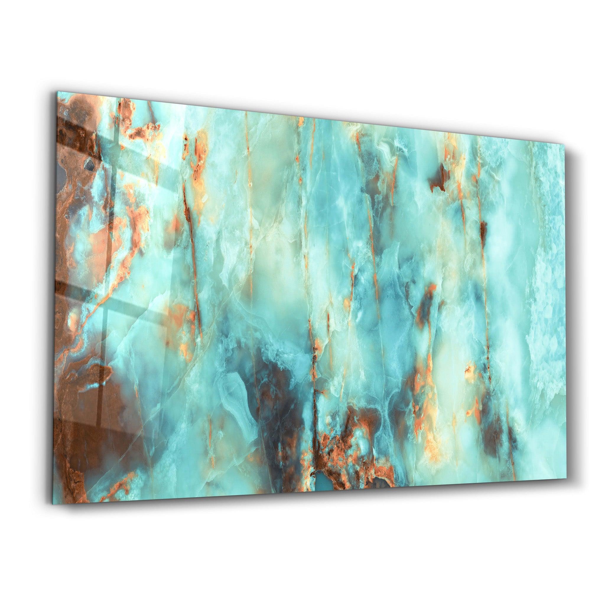 Natural Blue Marble | Glass Wall Art - Artdesigna