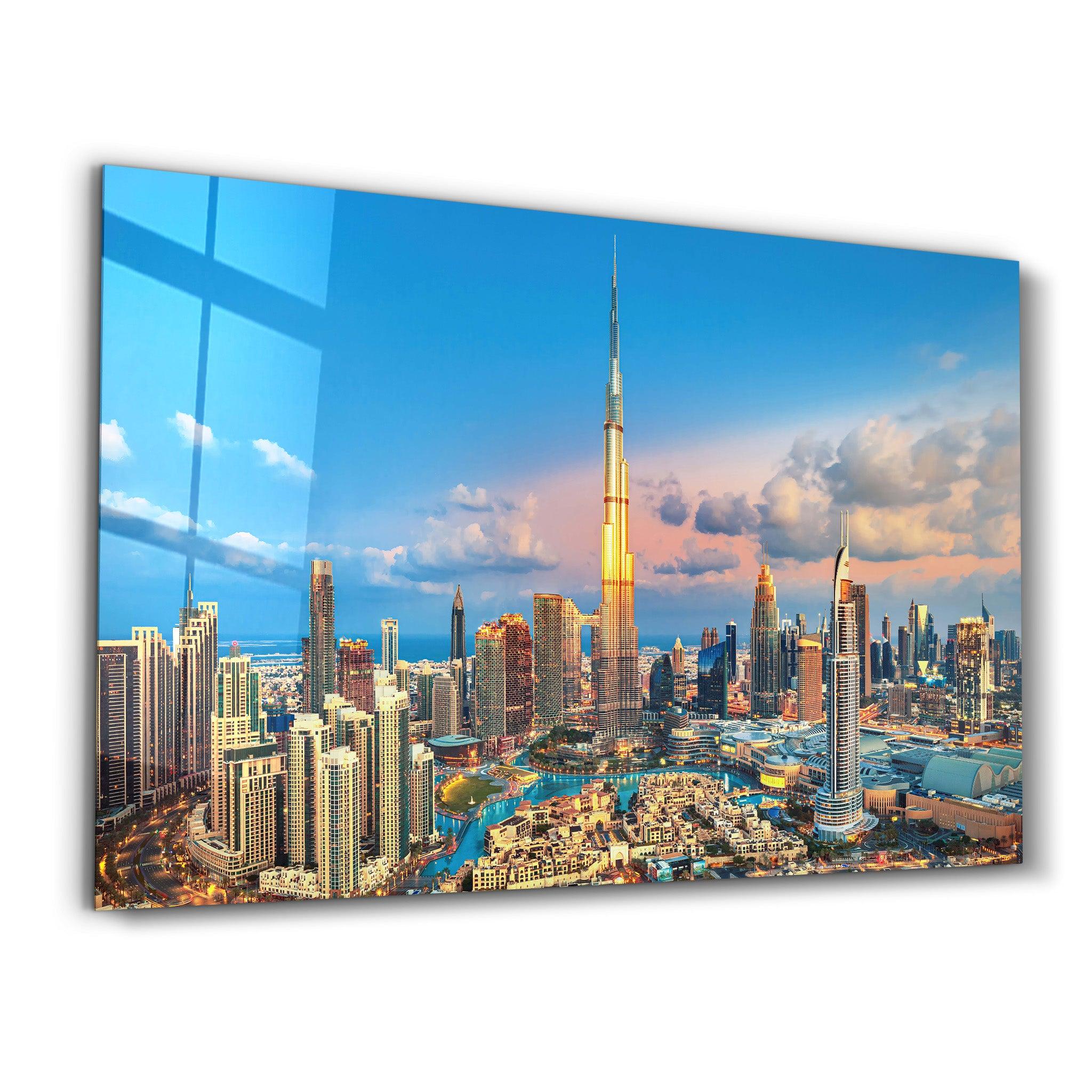 Dubai Sykline - UAE | Glass Wall Art - Artdesigna